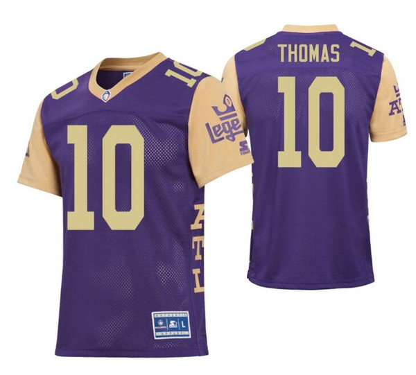 2019 NEW MEN A A F Atlanta Legends #10 Justin Thomas Purple Football Game Jersey SIZE S-4XL