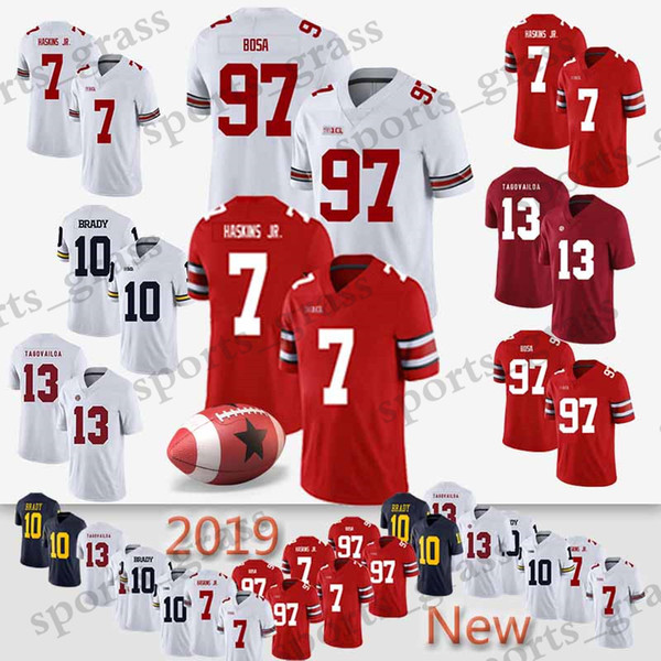 7 Dwayne Haskins Jr NCAA Ohio State Buckeyes Wear 97 Nick Bosa Alabama Crimson Tide 13 Tua Tagovailoa Michigan Wolverines 10 Tom Brady