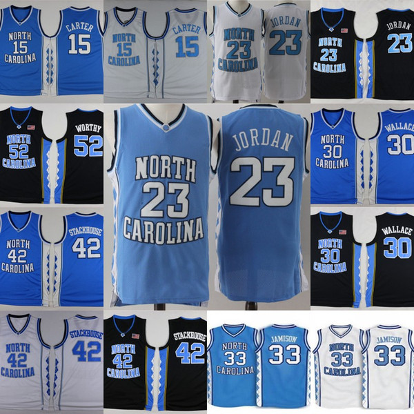 Men North Carolina Tar Heels 15 Vince Carter 30 Wallace 33 Jamison 42 Stackhouse 52 Worthy College Basketball Jersey Free Shipping