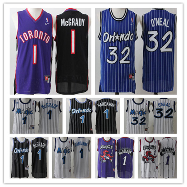 Men's Orlando Shaquille 32 O'Neal Magics Penny 1 Hardaway Tracy 1 McGrady Stitched College Shaquille #32 O Neal Jerseys