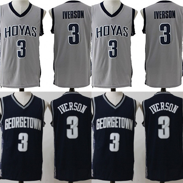 2018 Mans New #3 Allen Iverson Georgetown Hoyas College Basketball Jersey Stitched embroidery jerseys vest Jerseys for man S-3XL