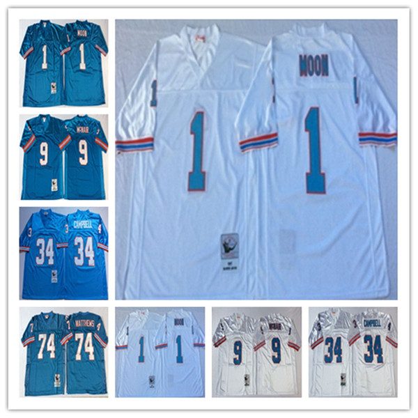 NCAA Top Sell Men Jersey #1 Warren Moon Houston #34 Earl Campbell #74 Bruce Matthews #9 Steve McNair Stitching Football Jerseys