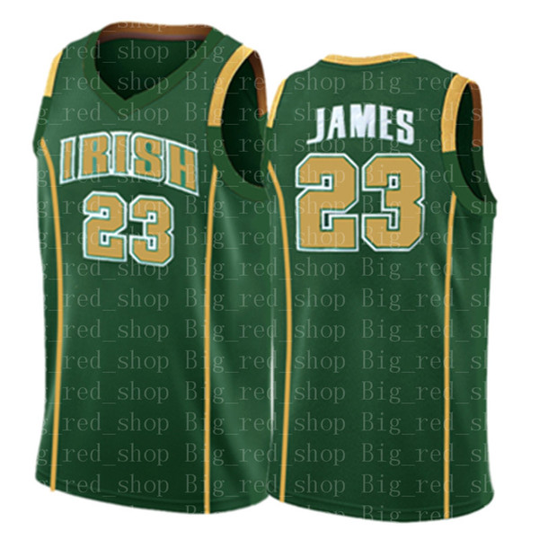 high school 23 LeBron Jersey Mens White Green Yellow Cheap wholesale Basketball Jerseys Embroidery Logos High quality