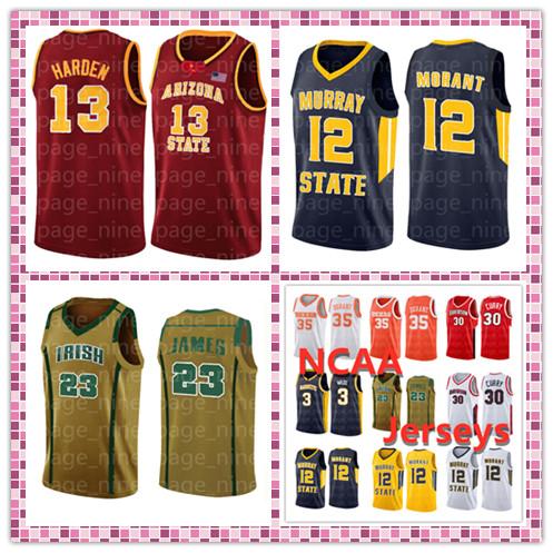 NCAA murray state University Jerseys 12 Ja Morant Dwyane Kevin Stephen Luka James Durant Wade Curry Harden jersey