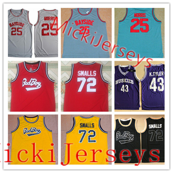 #25 Zack Morris Bayside Tigers Saved By The Bell Basketball Jersey #72 Biggie Smalls Bad Boy Jersey #43 K.Tyler Huskies The 6th Man Jersey