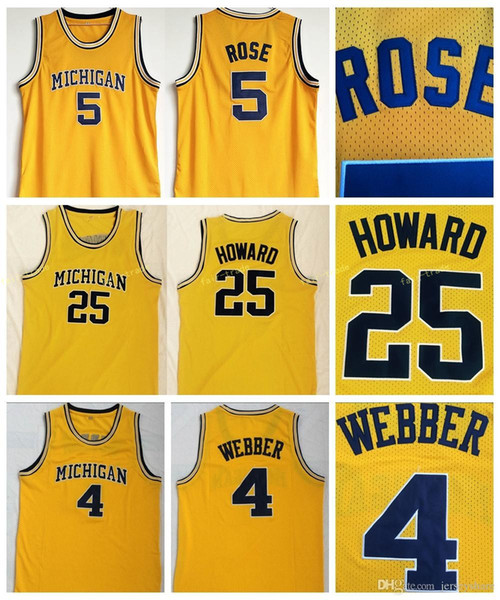 High Quality Michigan Wolverines 5 Jalen Rose Jersey 25 Dwight Howard Jersey 4 Chris Webber University Mens College Basketball Jerseys