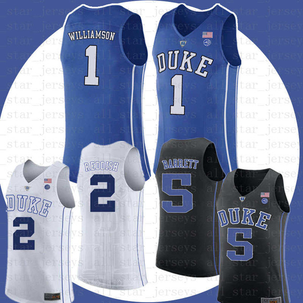 NCAA 1 Zion Williamson Basketball Jersey Duke Blue Devils 5 R.J. RJ Barrett 2 Cameron Reddish 17 J.J. Redick 32 Christian Laettner College