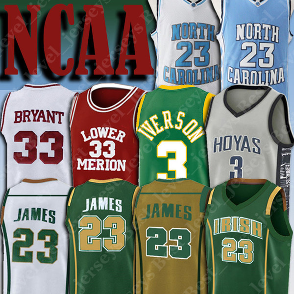 NCAA Allen Iverson LeBron Jersey james St Mary High School north carolina 23 michael jersey Lower Merion Kobe jersey Bryant Georgetown Hoya