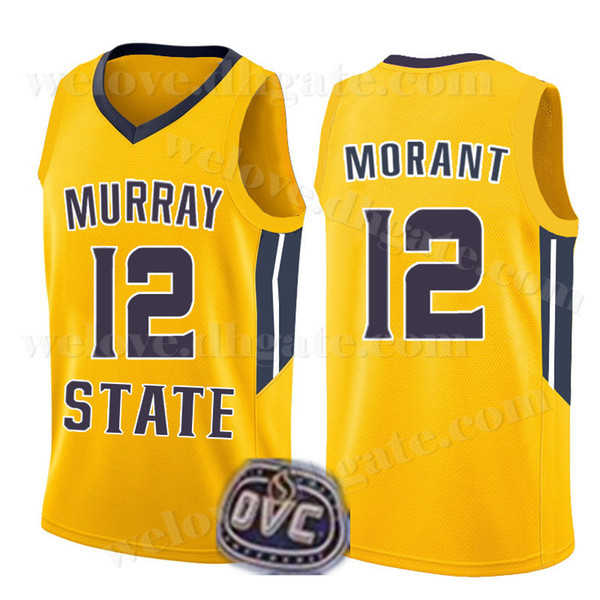 12 Ja Morant Mens NCAA 1 Zion Williamso Yellow jersey Murray State College Basketball jersey Stitched jerseys Wholesale Cheap Sale