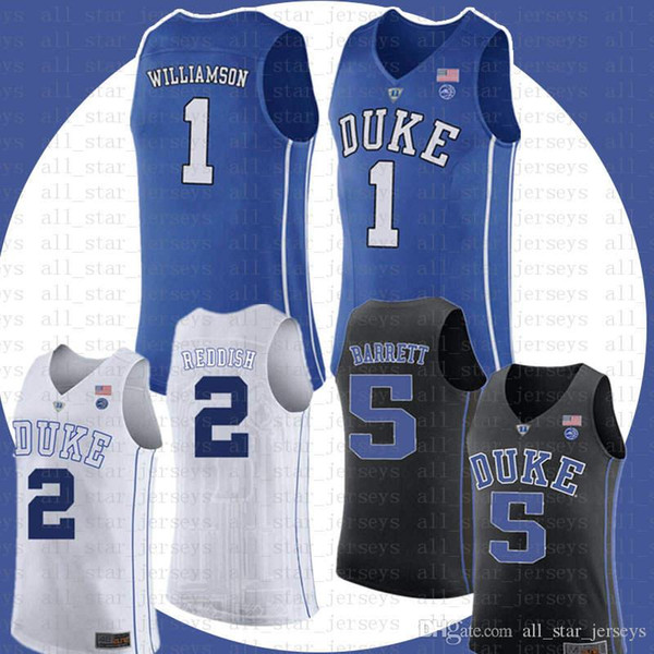 NCAA Duke Blue Devils 1 Zion Williamson 5 R.J. RJ Barrett Basketball Jersey 2 Cameron Reddish University College Basketball Wears