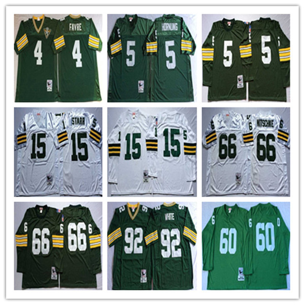 NCAA High Quality Men jerseys 4 Brett Favre 5 Paul Hornung 15 Bart Starr 66 Ray Nitschke 92 Reggie Stitched football Jerseys