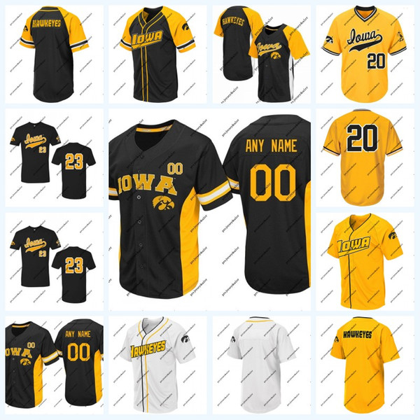 Iowa Hawkeyes NCAA College Baseball Jersey Black White Gold For Mens Womens Youth Double Stitched Name and Nmber Mix Order High Quailty