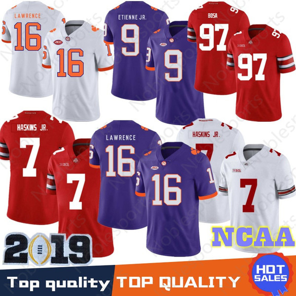 NCAA 16 Trevor Lawrence Clemson Tigers College Jersey 9 Travis Etienne Jr. Ohio State Buckeyes 7 Dwayne Haskins Jr 97 Nick Bosa 2019 Patch