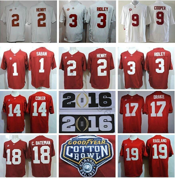 Ncaa Alabama Crimson Tide College #2 Derrick Henry 1 Nick Saban 14 Jake Coker 17 Kenyan Drake 18 C.bateman 42 Eddie Lacy Jerseys