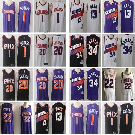 Phoenix new Suns jerseys Men Steve 13 Nash Jersey Charles 34 Barkley Devin 1 Booker Josh 20 Jackson Basketball jersey DeAndre 22 Ayton