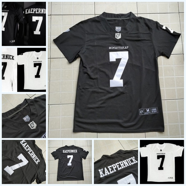 Mens IMWITHKAP Jersey 7 COLIN KAEPERNICK & IM WITH KAP 100% Stitched College Football Jersey S-3XL Black White Free Shipping