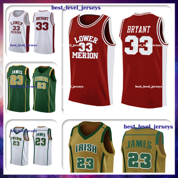 NCAA Lower Merion high school 33 Kobe jersey Bryant 23 LeBron jersey james high school jerseys St. Vincent-St. Mary High School