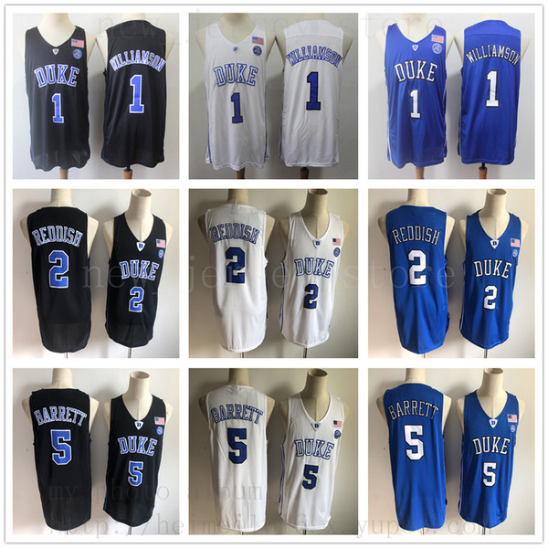 College Basketball Duke Blue Devils Jersey Stitched 1 Zion Williamson 2 Cam Reddish 5 RJ Barrett Marvin Bagley III Jayson Tatum Ingram Allen