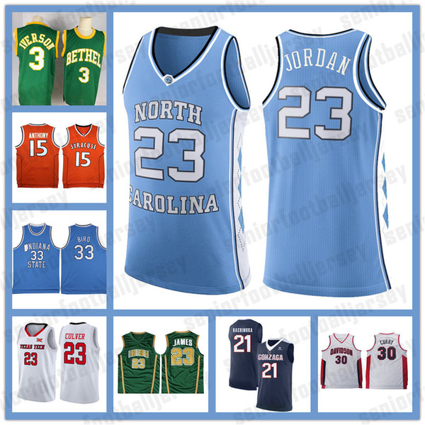 LeBron NCAA 23 James 3 Iverson 30 Curry Durant 15 Anthony Larry 33 Bird 23 Jarrett Culver 21 Rui Hachimura Gonzaga Bulldogs Jersey