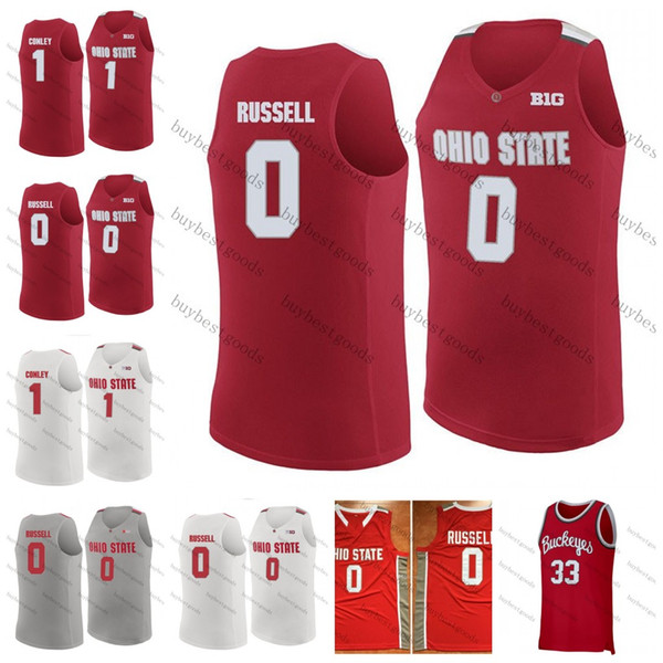 Custom NCAA Ohio State Buckeyes 1 Mike Conley 0 DAngelo Russell 4 Aaron Craft 5 John Havlicek Lucas Any Name Number College Basketball Jerse