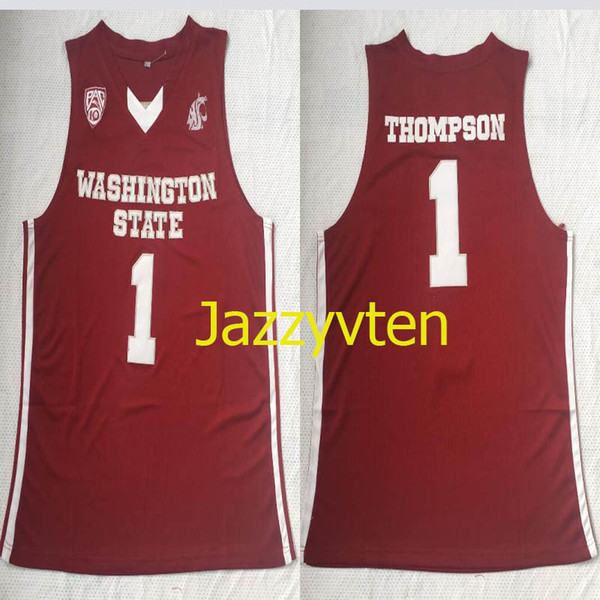 2019new Top Quality Men Vintage Washington State Cougars Thompson College Basketball Jerseys #1 Thompson embroidery Shirts Free shipping