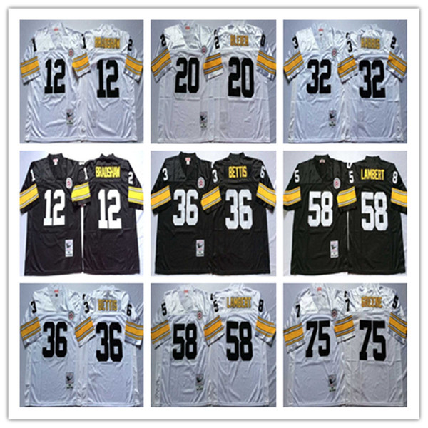 NCAA Top Sell Terry 12 Bradshaw NCAA Rocky 20 Bleier Franco 32 Harris Jerome36 Bettis Jack58 Lambert 75 Joe Greene Men Stitching Jerseys