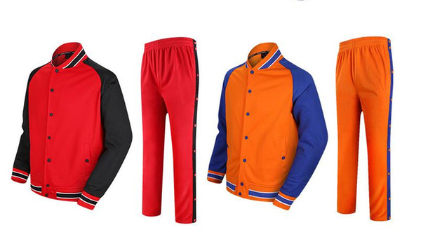 Hot selling New basketball outfit sportswear suit men training long-sleeved jacket sweater full open buckle pants autumn and winter custom