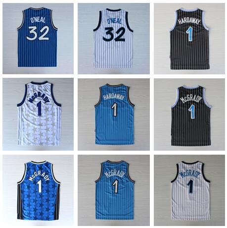 Best-Quality Black White Blue Shaquille 32# O Neal Jersey Penny 1# Hardaway Jersey Tracy 1# McGrady Jerseys black/gold #15 Carter Mens Shirt