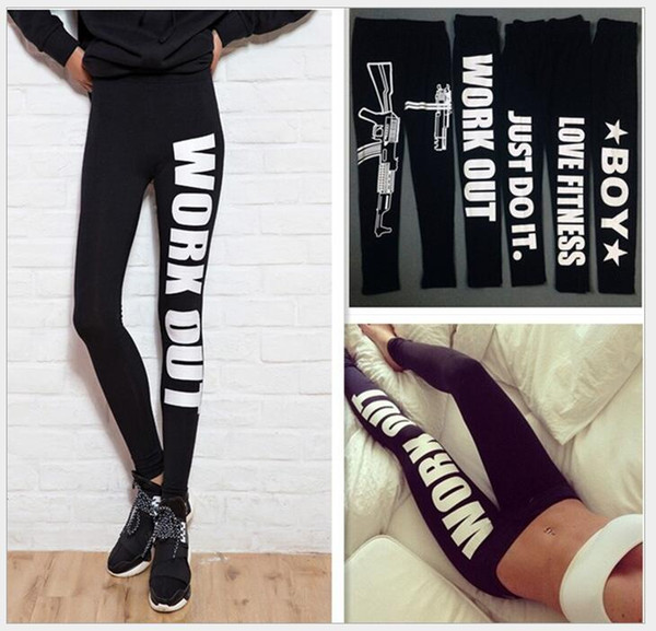 Sport Clothes Sexy Workout Letter Printing Cotton Yoga Leggings Fitness Yoga Pants Sports Workout Pants One Size