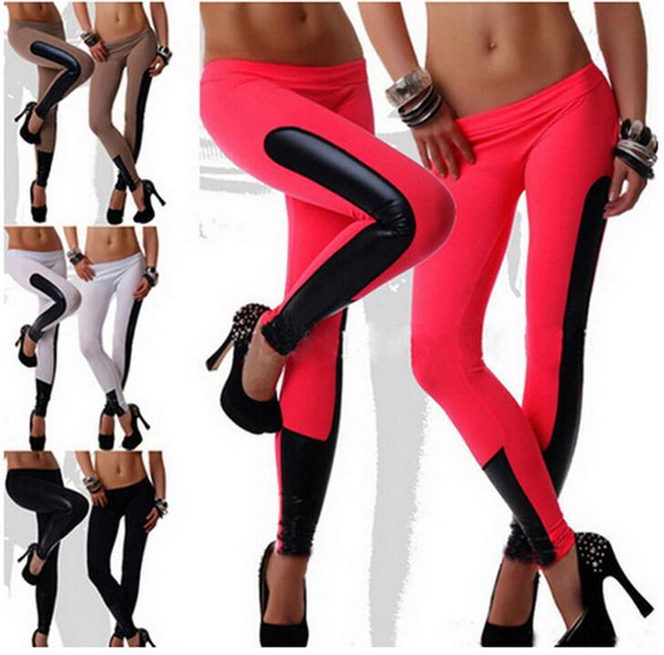 2016 Sports Fashion Elastic Slim Lift Hip Yoga Leggings Sexy Fashion Leather Imitation Women Fitness Yoga Pants