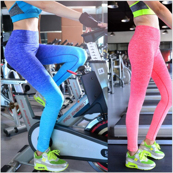 2016 Women's Fashion High Waist Elastic Quick-dry Yoga Leggings Trousers Tights Sports Yoga Fitness Running Pants