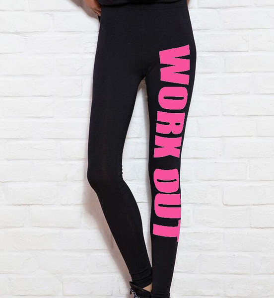 Fitness Clothing Women Fashion European Style Workout Letter Printing Cotton Sexy Yoga Pants Sports Fitness Leggings