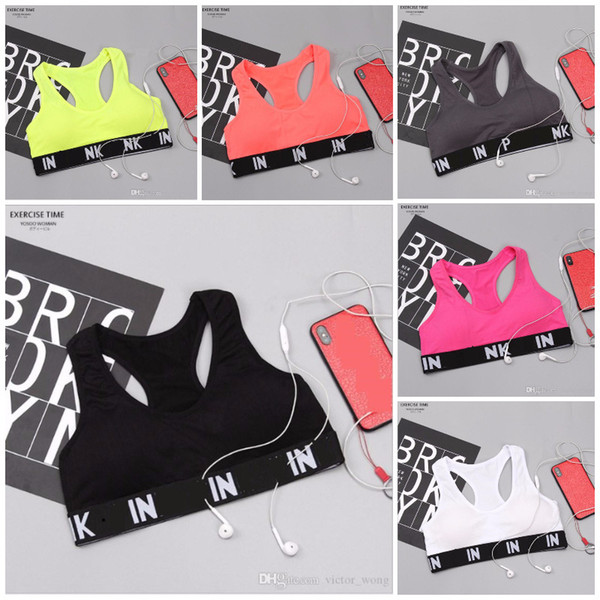 Pink Black Women Sports Bra 6 Colors Running Yoga Vest Shirts Shakeproof Gym Fitness Bra Push UpTops Underwear