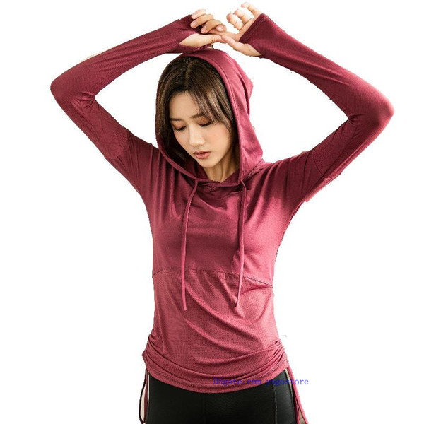 YOGOSTORE 2019 Gym Yoga Top Long Sleeve Sport Top Sport Shirt Women Yoga Hoodie Breathable Quick Dry Workout Gym Shirts
