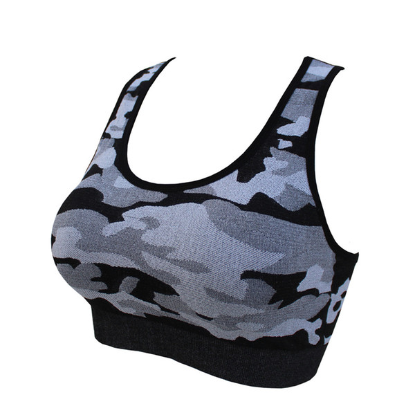 Women Hollow Sports Vest Camouflage Sports Underwear Yoga Outfits Double Shoulder Strap Quick Drying Bra Sexy Shockproof Vest