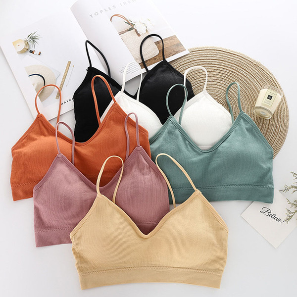 Fashion Sports Yoga Outfits Ladies Screw Thread Double Shoulder Strap Vest Breast Pad Sling Fitness Bra Comfortable Cheap Underwear