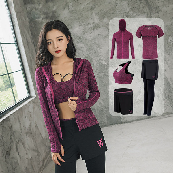 Sexy Yoga Outfits Sets Quick Dry Seamless Sports Bra Solid T-shirt Top Quality Fashion Shorts Trousers Hooded Coats Women Running Suits