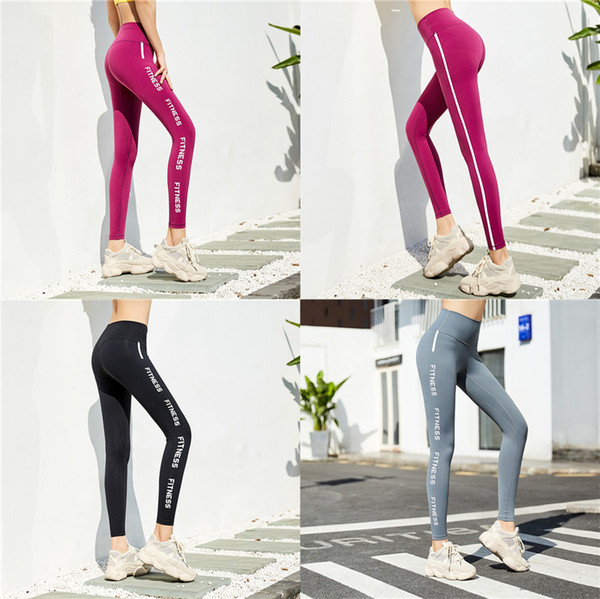 Women Fitness Pants Tights Leggings Ladies High-waist Peach Letter Yoga Pants Quick-drying Running Tight Fitting Casual Sports Pants 149