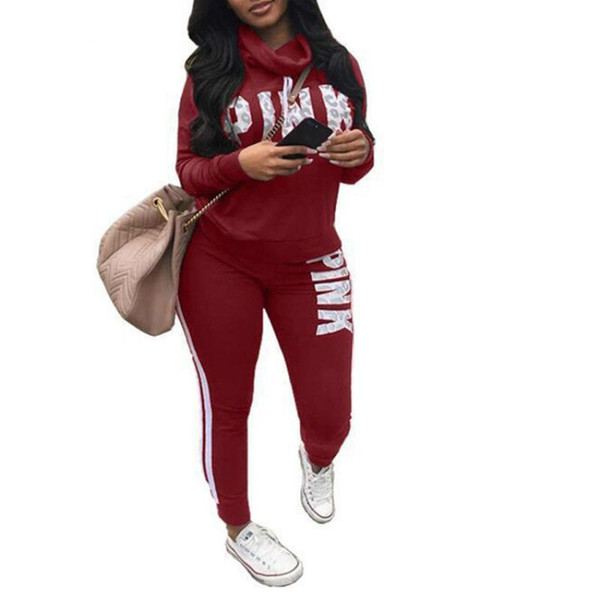 Women Outfits Letter Print Tracksuits Two Piece Set yoga Long Sleeve Hoodies Tops + Jogger Pants Set Sweatsuit 2pcs