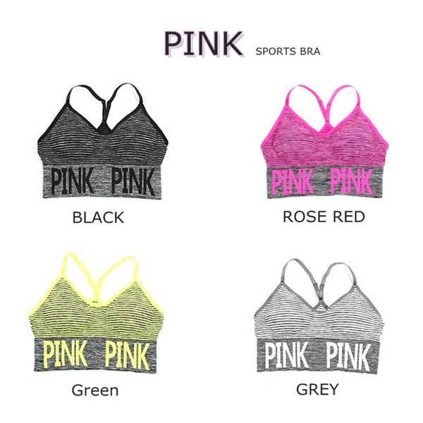 Love Pink Letter Women Running Sports Bra Yoga Vest Quick-dry Shakeproof Tops Seamless Fitness Underwear Lady Crop Tops LK05