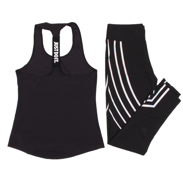 Women Yoga Set Sports Top Vest +Reflective Leggings Fitness Clothing Running Tights Jogging Workout Yoga Leggings Sport Suit