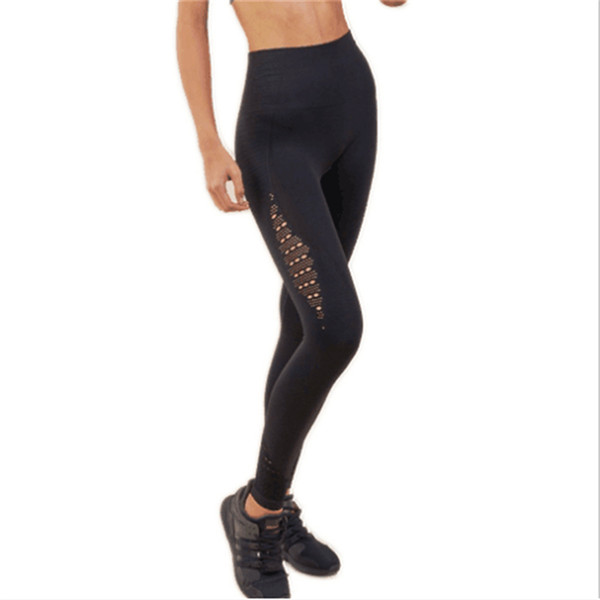 Women's Butt Lift Sport Leggings Hollow Out Fitness Gym Leggings Slim Compression Squat Tights Middle-waisted Yoga Pants