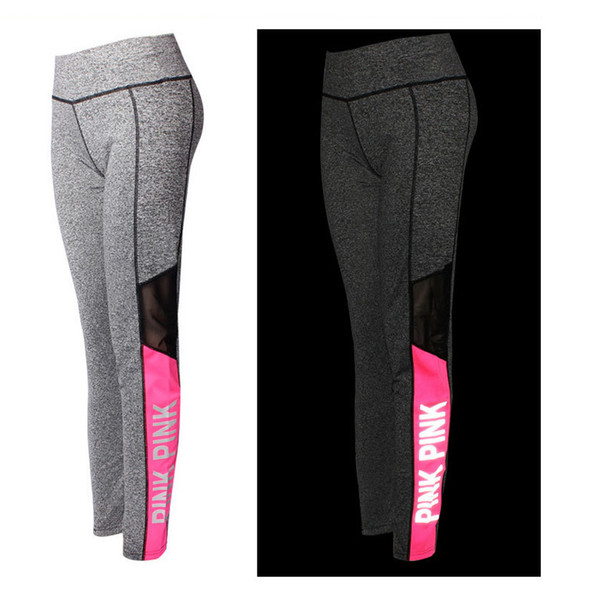 Yoga Legging Women's Leggings Night Run Reflective Pink High Waist Stretchy Yoga Workouts pants Tight Jogging Pant Plus Size XS-XXXL