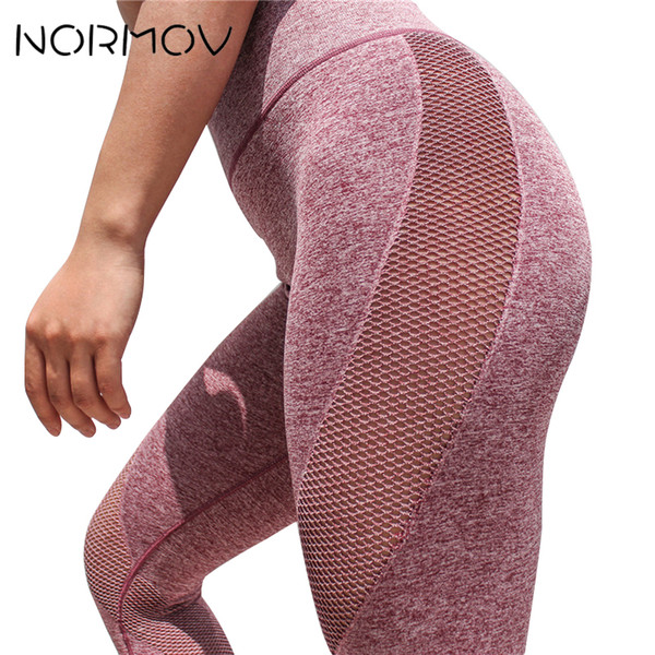 NORMOV Sexy Mesh Yoga Pants Women High Waist Fitness Clothing Push Up Leggings Female Running Training Capri Pants 3 Color