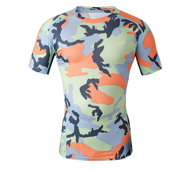 Camouflage Tight-fitting T-shirt Sports Outdoor Basketball Fitness Running Sweat-absorbent And Quick-drying Clothes Short