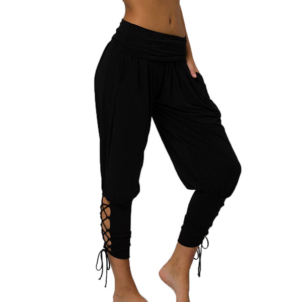 High Waist Women's Sports Yoga Pants Wide Leg Loose Long Bloomers Trousers Belly Dancing Bloomers Pants Dance Club