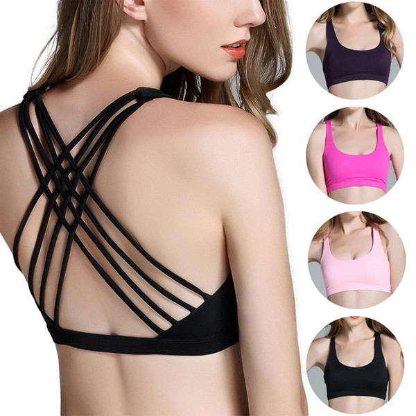 Fashion Sports Yoga Bra Top Woman Lady Gym Clothes Fitness Underwear Athletic Cross Strap Brassiere Women's Running Activewear Exercise