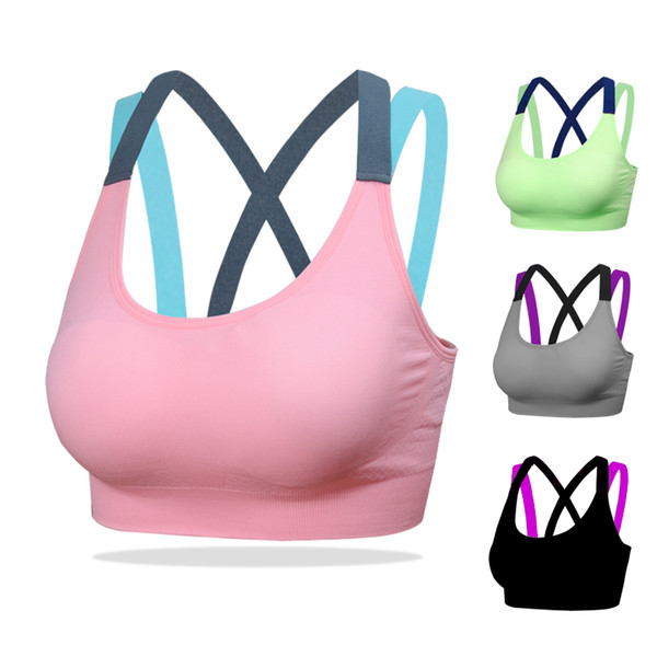 Fashion Fitness Yoga Push Up Sports Bra for Womens Gym Running Padded Tank Top Athletic Vest Underwear Shockproof Strappy Sport Bra Top