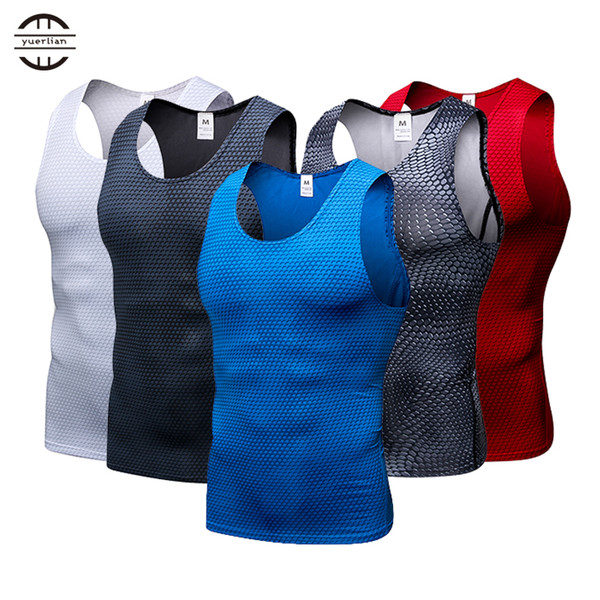 Yel New Compression Tights Gym Vest Top Quick Dry Sleeveless Sport Shirt Men Gym Clothing For Summer Cool Men's Running Vest