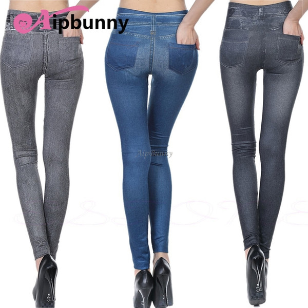 Legging Gym Push Up Women Yoga Pants Jogging Running False Denim High Waist Fitness Joggers Pocket Compression